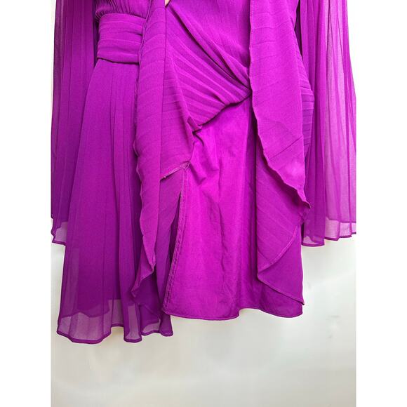 Milly Rosemary Mini Dress in Pleated Chiffon knee Length Dress Size 6 MSRP $450 - Picture 13 of 15